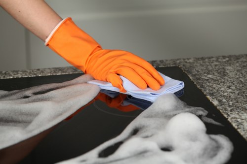 Eco-friendly cleaning products in use