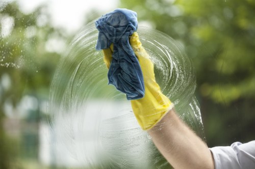 Professional window cleaner at work in Surrey